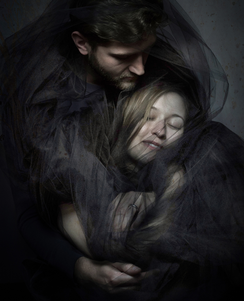 dreamy dark portrait of couple by boston photographer